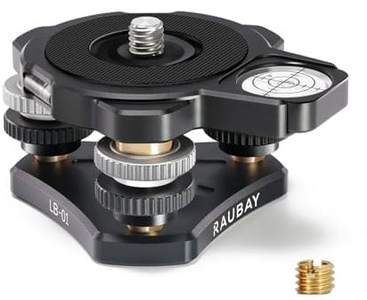 RAUBAY Stativ-Nivellierbasis – Abnehmbare magnetische Wasserwaage, ±6° Neigungsbereich, CNC-Aluminium 3/8-Montage-Nivellierer für DSLR-Kameras, Videoköpfe und astronomische Teleskope LB-01