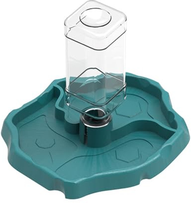 Fayemint Reptilien Wasserspender, Schildkröten Wasserspender mit Flasche, Terrarium Wasserschale ，für Schildkröten, Hamster, Eidechse (Blau)