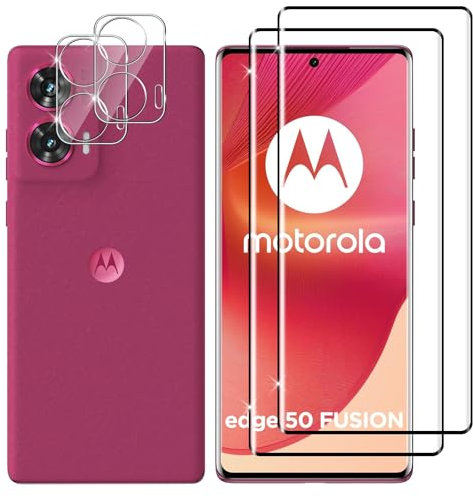 Lutree per Vetro Temperato Motorola Moto Edge 50 Fusion, 2+2 Pezzi 3D Pellicola Protettiva + Pellicola Fotocamera, 9H Vetro Protettivo Durezza, HD Anti-Graffio Senza Bolle Protezione Schermo