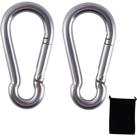 GIVIHGETI 2 Stück Karabinerhaken Set, 10 x 100 mm Edelstahl Schnappverschluss, Karabiner mit Federhaken, Ideal für Schlüsselanhänger, Camping, Wandern, Reisen, Angeln (Silber)