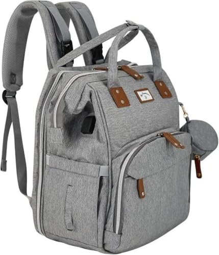 Generisch Wickeltasche Rucksack mit Wickelunterlage, wasserabweisend, mit isolierten Flaschenhaltern, Kinderwagen-Befestigung, große Kapazität, inkl. klappbarer Liegefläche, perfekt für den Alltag