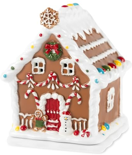 SNOWSEN Weihnachts Duftlampe Für Wachs, Elektrischer Lebkuchenhaus-Duftwachsbrenner, Aromalampe Für Duftwachs, Ölbrenner Geschenk für Weihnachten