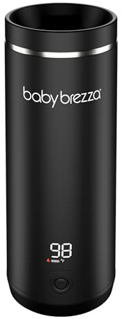 Baby Brezza Portable Warmer – 3X Faster Baby Bottle Warming - Travel Breastmilk and Formula Warmer - Safe, Even Heating - Up to 9oz - No Adapters, Black