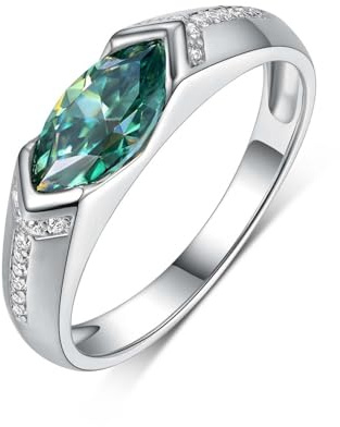Skcess Bague pour femme en or blanc 9 carats Moissanite