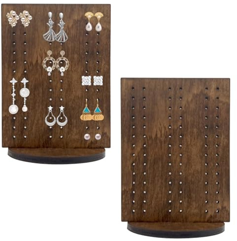 Junhonze 2 Piezas Organizador Joyas De Madera - Expositor Pendientes - Organizador Pendientes,Adecuadas Para Estantes De Almacenamiento Y ExhibicióN De PequeñAs Joyas Como Aretes,Aretes Y Colgantes
