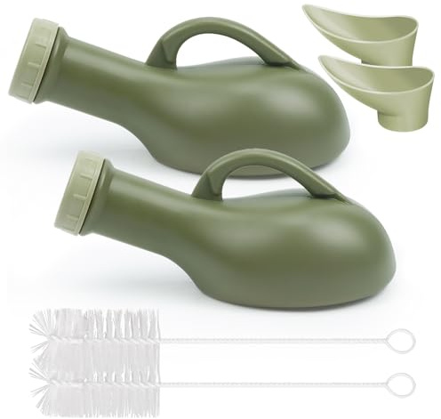 2 x Urine Bottles Male 1000ml Unisex Urinal Bottles for Men Women Portable Spill-Proof Female Pee Wee Containers with Screw for Bedridden and Elderly Car Travel Toilet Adult Kids Potty Night Pot WC