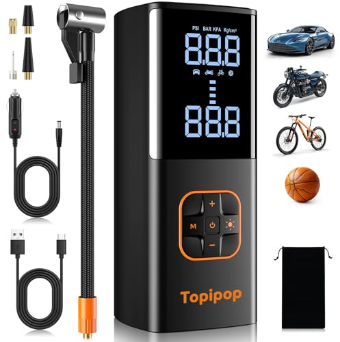Topipop Elektrische Luftpumpe, 150 PSI, kompakt & tragbar