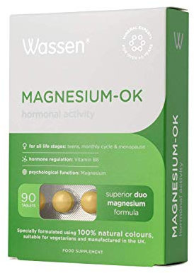 Wassen Magnesium - OK - 90 Magnesium Tablets | Magnesium Supplements for Women | Hormone Balance for Women | PMS Supplements | Menopause Supplements | Daily Supplements for Women | 3 Month Supply