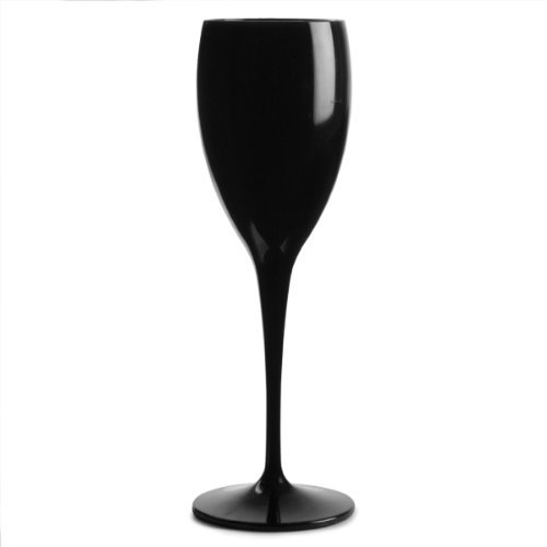 Regalzone Polycarbonate Champagne Flutes Black 6oz / 170ml - Set of 4 | Plastic Champagne Flutes, Reusable Champagne Flutes