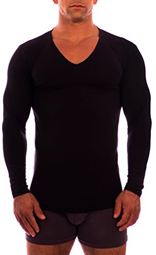 Obviously Essence Deep V Neck Long Sleeve Undershirt Black Small
