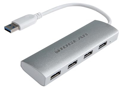 IOGEAR Usb Hub 3.0 4 Ports Daten-Hub, ultradünn Multiport USB 3.0 5 Gbit/s kompatibel mit MacBook Pro iMac PS5 PS4 XBOX Surface Pro XPS PC Laptop USB-Flash-Laufwerk Festplatte Tastatur Maus