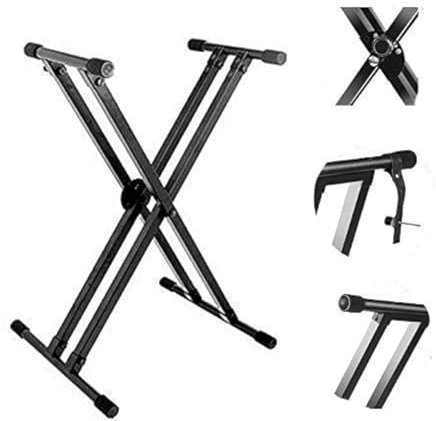 Kadence Keyboard-Ständer – robuster Klavierständer (NK13–3 kg doppelstrebig) – Klaviertastaturständer mit Verriegelungsriemen – Keyboard-Doppel-X-Ständer – Keyboard-Notenständer für Kinder und