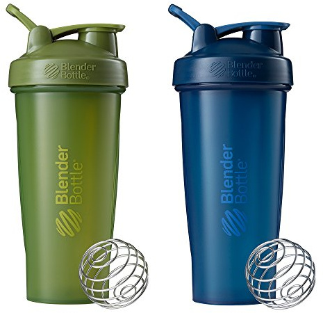 BlenderBottle Classic Shaker Bottle Perfect for Protein Shakes and Pre Workout, 28-Ounce Moss/Moss and Navy/Navy, (Pack of 2)