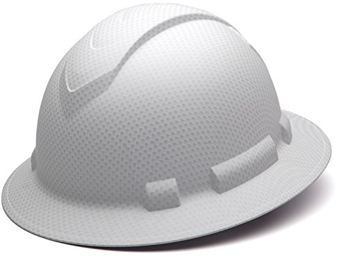 Pyramex Ridgeline Full Brim Hard Hat 4 Point Ratchet Matte White Graphite Pattern