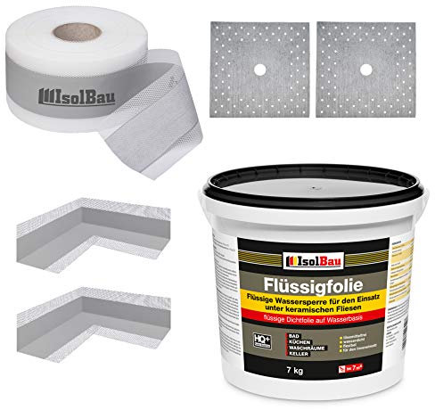 Isolbau Dicht-Set - Inkl. 1x Flüssigfolie (7 kg), 1x Dichtband (5 m), 2x Innenecken & 2x Manschetten