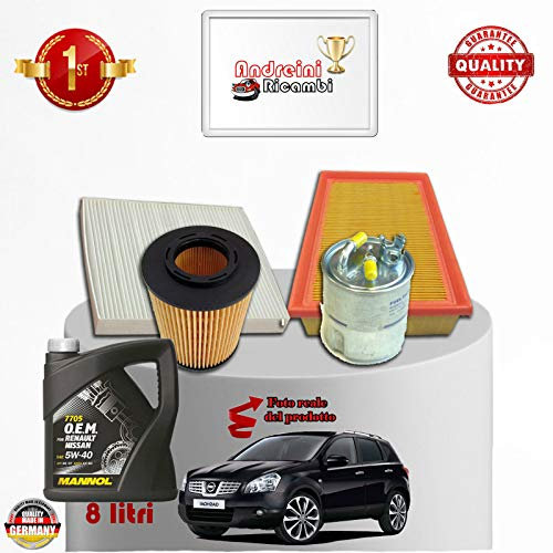 KIT TAGLIANDO FILTRI + OLIO QASHQAI 2.0 dCi 110KW 150CV DAL 2007 -> 2014
