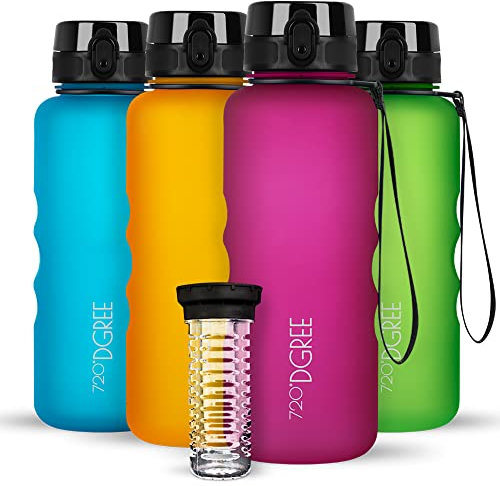 720°DGREE Gourde d'Eau 1,5l “uberBottle“ +Fruit-Infuseur, softTouch - Sans BPA, Anti-fuite - Bouteille XL - Water bottle, Bidon idéale pour Sport, Gym, Randonnée, Camping, Université, Voyage, Travail