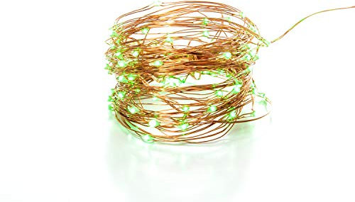 100 LED Fairy Lights 10.5M Now with 105 LEDs 8 Function USB Power Supply Copper & Black Wire S4U (Copper Wire String Lights - Green)