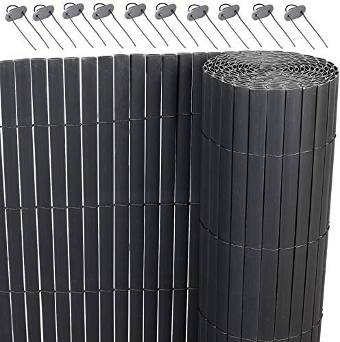 Lestarain PVC Sichtschutzzaun Sichtschutzmatte Gartenzaun Sichtschutz Windschutz für Balkon &Terrasse,Grau 300 * 160cm