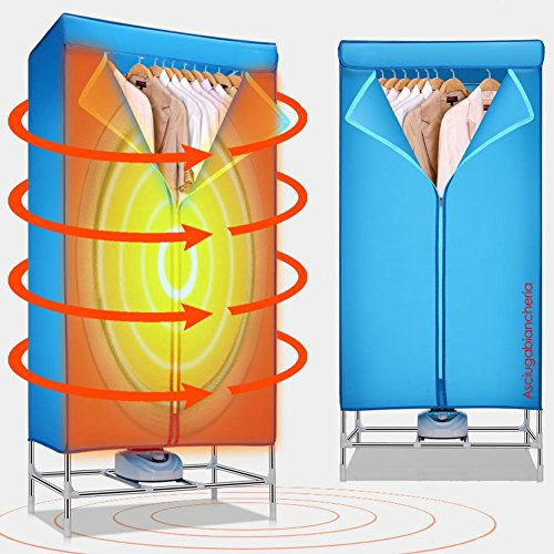 BAKAJI Secadora eléctrica de armario, secador de ropa de aire caliente, potencia 1000 W con temporizador, 180 min, dimensiones 65 x 45 x 138 cm
