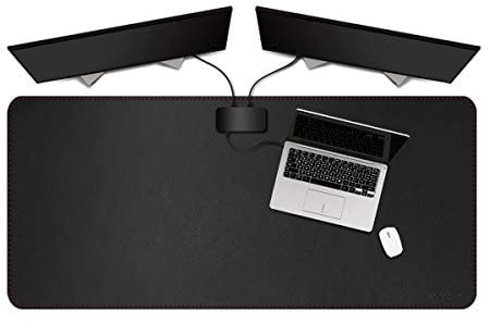 ZORESYN Large Mouse Pad (120x60cm) - PU Leather Gaming Mousepad Desk Mat - Nonslip Base and Waterproof Desktop Keyboard Extended Mouse Mat (Black)