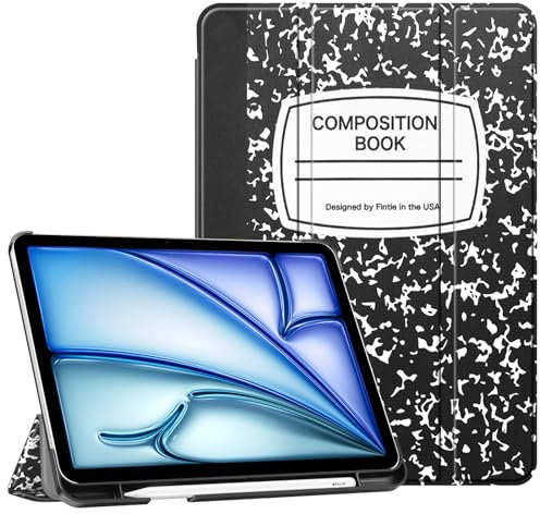 Fintie Schutzhülle für iPad Air 4 10,9 Zoll 2020 mit Stifthalter [Unterstützt 2. Generation Pencil Charging] – SlimShell Hard Protective Back Cover, Auto Wake/Sleep 4. Generation, Composition Book