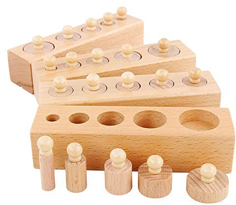 Gobesty Montessori Einsatzzylinder, Mini cylindres Montessori Zylinder Buchse, Montessori Zylinderblöcke Montessori-Spielzeug-Satz für Kinder die frühe Entwicklung & Ausbildung