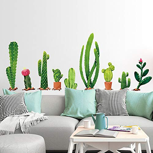 BuerHomie Wandtattoo Schlafzimmer, Kaktus Wandsticker, klebend und ablösbar,Dekoration für Wohnzimmer, Schlafzimmer