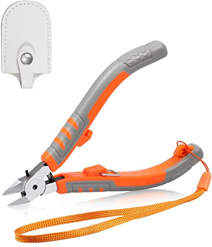 SPEEDWOX Pince coupante latérale de 12,7 cm, pince coupante diagonale, pince coupante de fil avec verrouillage de sécurité et étui de protection, mini coupe-fil à tête conique pour zones étroites