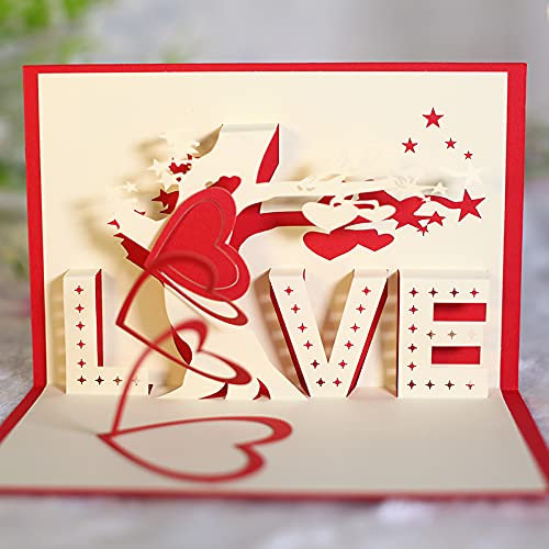 KUNSTIFY 3D Pop Up Karte, Grußkarte Geschenk für Freundin Jahrestag Männer Frauen Vater Mutter Paar Hochzeit Geschenke zur Liebe Liebeserklärung Hochzeitsgeschenke Herz Kuss (Liebe)