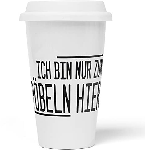 JUNIWORDS To-Go Becher mit Deckel, Ich bin nur zum Pöbeln hier