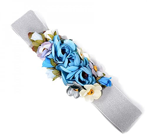 XRHYJK Gürtel für Damen Kleid Süßer Romantischer Lilien-Rosen-Blumen-Gürtel Für Frauen-Damen-Hochzeits-Böhmen-Stoff-Gürtel-Zusätze