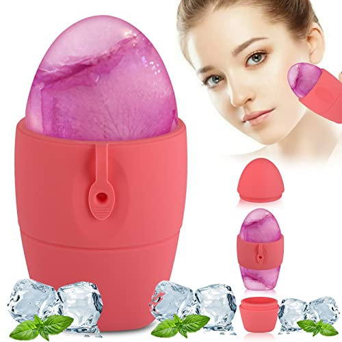 Face Ice Roller, Double Head Ice Roller for Face and Eyes, Ice Face Roller Face Massage, Face Ice Cubes Skin Care, Refillable Silicone Face Ice Mould for Remove Fine Lines Tighten Brighten Skin