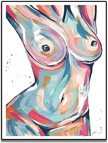 ZONJEE Weiblicher Akt Kunstdruck Abstrakte Moderne Frau Nackter Körper Leinwand Malerei Bunte Wand Poster Leinwand Kunst Wohnzimmer Wohnkultur (Color : TP02, Size : 20X30cm No Frame)