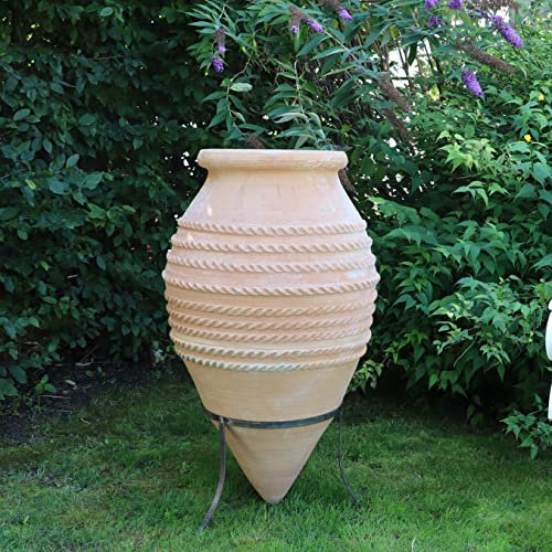 Palatina Werkstatt Exklusive Terracotta Amphore mit Ständer Vitex 110cm – 100% handgefertigtes Unikat – Verleihen Sie Ihrem Garten- & Innenbereich unwiderstehlichen Charme