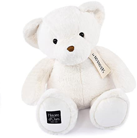 Histoire d'Ours - Grande Peluche Ours - Le Nounours - Blanc - 40 cm - Grosse Peluche Super Douce à Caliner pour les Enfants - Idée Cadeau de Naissance Bébé, Noël et Anniversaire - HO3221