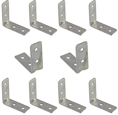 AERZETIX - C65775 - Satz von 10 Verbindungswinkel 40x40x15x2 mm rechtwinklig mit 4 löchern - montagebügel befestigung verstärkung regalböden möbel holz - aus verzinktem stahl - silberfarben