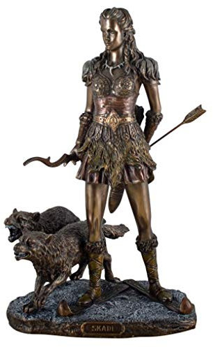 VOGLER Joh. Vogler GmbH Skadi, Germanische Göttin des Winters, der Jagd und der Berge, aus Kunststein, bronziert und coloriert