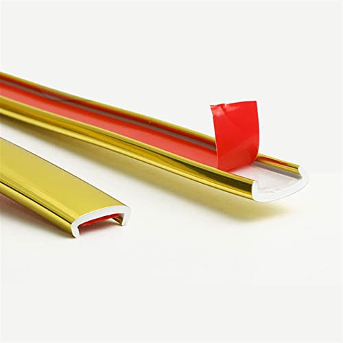 FORVOLWCO 5m Kantenumleimer Selbstklebend Kantenschutz Umleimer Furnierklebeband Kein Aufbügeln, U-Form TPE Möbelkantenband, selbstsichernde Furnier-Randschiene (Color : Glossy Gold, Size : U8mm)