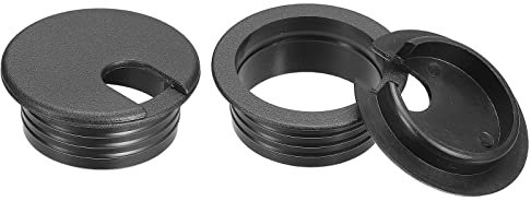 sourcing map 2Stk Kabellochabdeckung 45mm/1-3/4 ABS Arbeitsplatz Kabel Draht Schnur Öse Kabeldurchführung für Büro Computer Arbeitsplatz Draht Veranstalter Schwarz