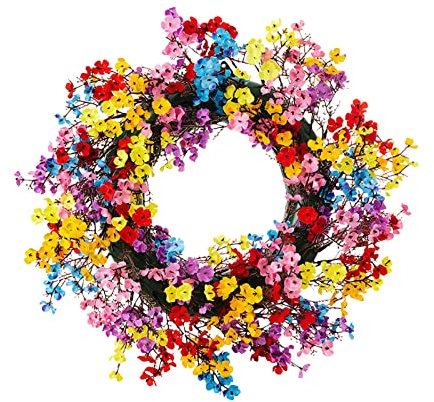 # Sommer Bunte Blumenring Frühling Blume Ring Tür Hängende Künstliche Blumen Haustür Blumenring Fenster Hängend (Rosa, Einheitsgröße)