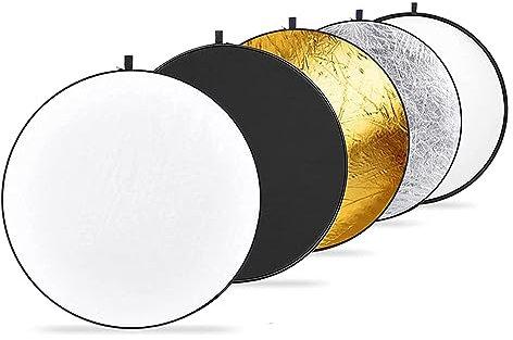 NEEWER 30cm Lichtreflektor Diffusor 5 in 1 Faltbare Multi Disc mit Tasche - Durchscheinend, Silber, Gold, Weiß und Schwarz, Fotoreflektor für Studio Fotografie Beleuchtung im Freien, RF-30