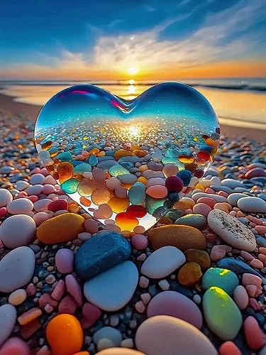 Mrnsiet Paint by Number for Adults Beginner Canvas Landscape Love Stone - Painting by Numbers Kits with 3 Brushes and Acrylic Paint for Gift and Home Wall Decor Inch12X16