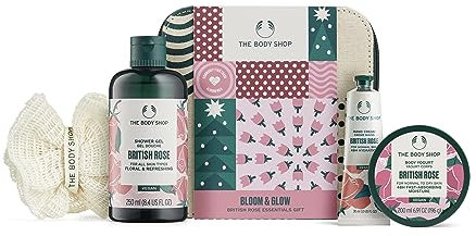The Body Shop Bloom & Glow British Rose Essentials Body Care Holiday Gift Set, Vegan, 5-Piece Set