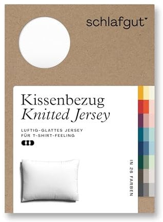 schlafgut Knitted Jersey Kissenbezug 70x90 cm Full-White Uni weicher Premium Kopfkissenbezug einzeln, faltenfrei mit Elasthan