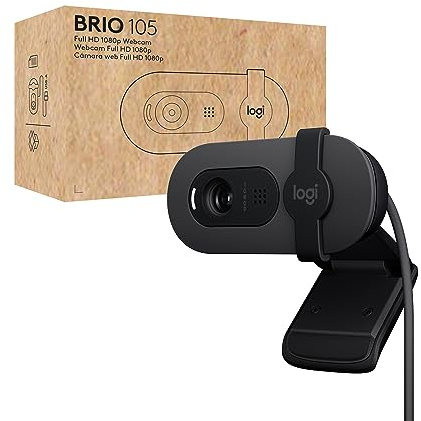 Logitech Brio 105 Full HD 1080p Business Webcam with Auto-Light Balance, USB-A, Privacy Shutter, Easy Set-Up, Compatible with Windows, macOS, ChromeOS