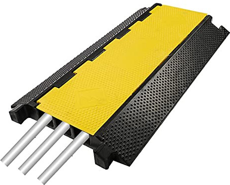 Metre Black Floor Cable Protector, Channel Floor Cable Cover, Cord Cover Ramp SpeeBump, 3 Channels Contains Cords, Cables and Wires, Floor Cable Cover Protector for Offices, Roads etc