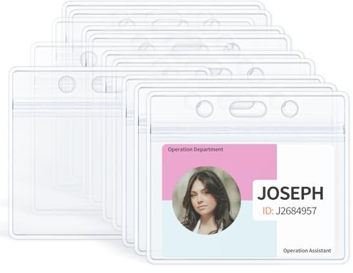 Uniclife Porte Badge Horizontal Etui Transparent Etanche pour Carte de Visite Porte Carte Navigo Robuste avec Fermeture Éclair Refermable pour Étudiants Cartes d'identité et de Crédit, 50 Paquets