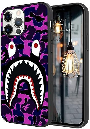 Kompatibel mit iPhone 15 Pro Max, Cartoon-TPU, Rundumschutz, stoßfest, Fallschutz (Fashion-Bape-Shark-5)