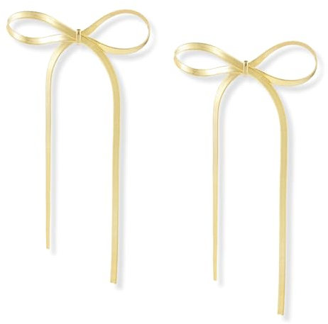 ALEXCRAFT Schleifen Ohrringe Gold Ohrstecker Damen 14K Bow Earrings Vergoldete Ohrringe Geschenk für Frauen Freundin Mama Mädchen